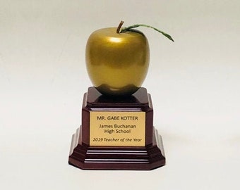 6" Golden Apple Award - Custom Engraved Plate Included