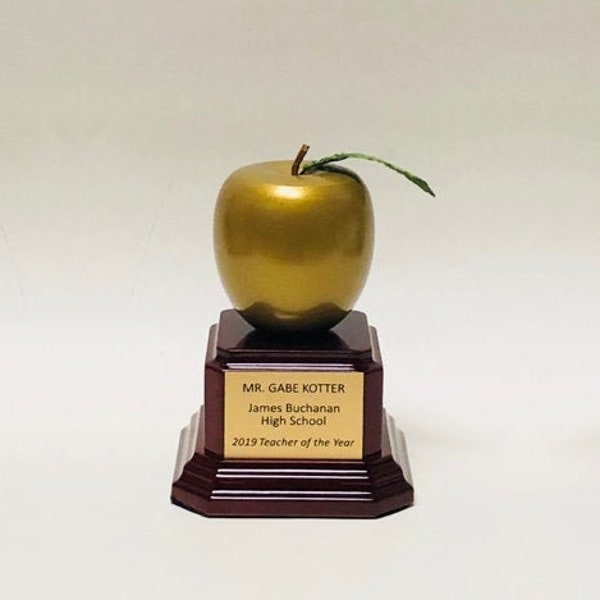 6" Golden Apple Award - Custom Engraved Plate Included