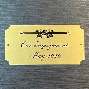 Custom Laser Engraved 4&quot; x 2&quot; Gold Metal Plate with Notched Corners and Screws, Personalized for Art, Memorial, Flag Box, Urn, Gifts