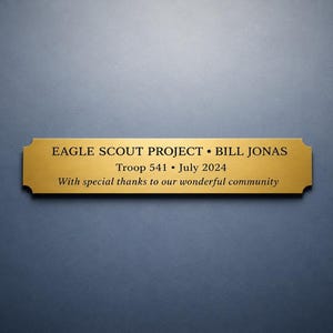 Custom Laser Engraved 5” x 1” Gold Metal Plate with Notched Corners, Personalized for Flag Box, Artwork, Pet Memorial, Urn, Gifts