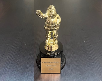 Jolly Santa Claus Trophy with Custom Engraved Plate - Fast Shipping
