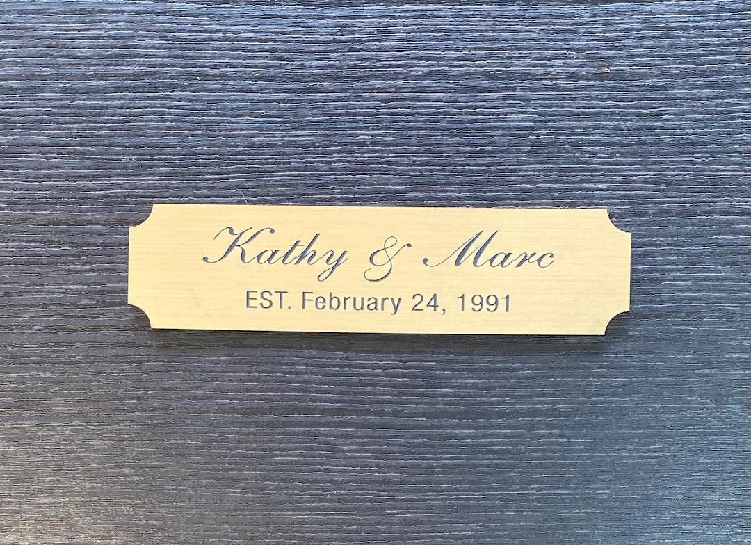 Laser Engraved 4 X 1 Gold Plate W/notched Corners and Adhesive Backing
