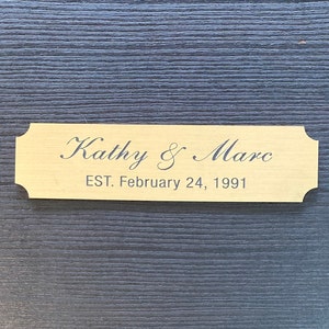 Laser Engraved 4&quot; x 1&quot; Gold Plate w/Notched Corners and Adhesive Backing – Customize for Awards, Title Plates, Memorials, Inventory Labels