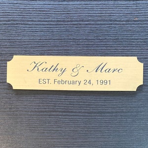 Laser Engraved 4" x 1" Gold Plate w/Notched Corners and Adhesive Backing – Customize for Awards, Title Plates, Memorials, Inventory Labels