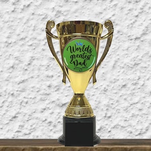 Trofee voor de beste vader ter wereld: gepersonaliseerd cadeau, bekertrofee, beste vader ter wereld, aangepaste trofee