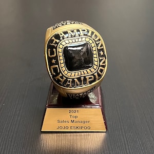 Engraved Championship Ring Award ~ Sports, Sales, Employee Recognition