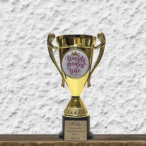 World’s Greatest Wife Trophy – Personalized Gift, Cup Trophy, Valentine’s Day, World’s Best Wife, Custom Trophy