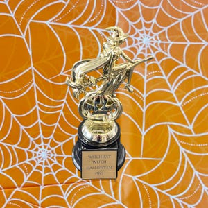 Customized 8&quot; Halloween Trophy - Witch/Pumpkin ~ Ships Fast