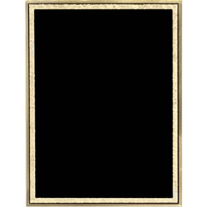 May include: A black plaque with a gold frame. The frame has a textured design.