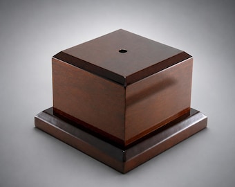 Walnut Veneer Base  3 7/8” H x 4 3/4” W ~ Gloss Finish for Vase, Artwork, Crystal, and More with Custom Engraved Head Plate