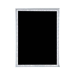 May include: A silver-framed plaque with a black background. The plaque has a decorative border.