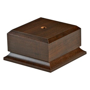 Cherry Finish Wood Base Display 2 1/8&quot; H x 4&quot; W for Urn, Cup, Vase, Perpetual Award, Artwork, and More with Custom Engraved Head Plate