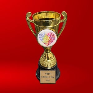 Bekertrofee Valentijnsdag: gepersonaliseerd cadeau, bekertrofee, aangepaste trofee