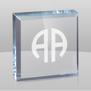 4&quot;x 4&quot; Blue Acrylic Paperweight - Custom Engraved - Corporate Award, Bridal Party Gift, Promotional Item, Deal Toy, Cake Topper, Office Gift