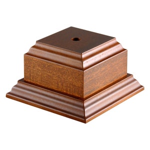 Walnut Veneer Base Display 2 1/4&quot; H x 3 3/4&quot; W for Urn, Cup, Vase, Perpetual Award, Artwork, and More with Custom Engraved Head Plate