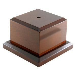 3 7/8” H x 4 3/4” W Walnut Veneer Base with Gloss Finish for Vase, Artwork, Crystal, and More with Custom Engraved Head Plate