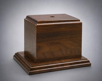 Genuine 4" H x” 6 1/8” W Solid Walnut Base for Vase, Artwork, Crystal, Collectible and More with Custom Engraved Head Plate
