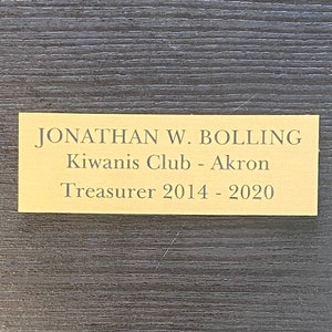 Laser Engraved 3&quot; x 1&quot; Gold Plate w/Square Corners and Adhesive Backing – Customized for Awards, Title Plates, Memorials, Inventory Labels