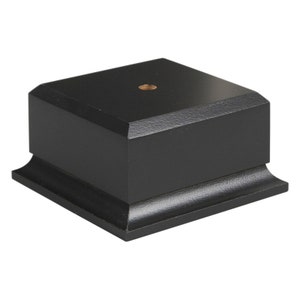 Matte Black Wood Base Display 2 1/8" H x 4" W for Urn, Cup, Vase, Perpetual Award, Artwork, and More with Custom Engraved Head Plate