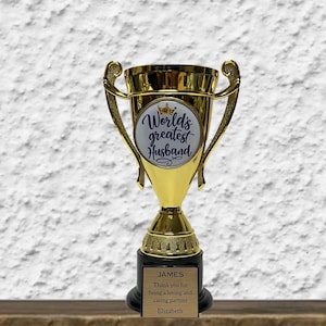 World’s Greatest Husband Trophy – Personalized Gift, Cup Trophy, Valentine’s Day, World’s Best Husband, Custom Trophy