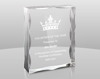 Freestanding Glacial Ice Acrylic Award – Custom Engraved for Recognition/Appreciation, Corporate/Sales Award, Year End Award