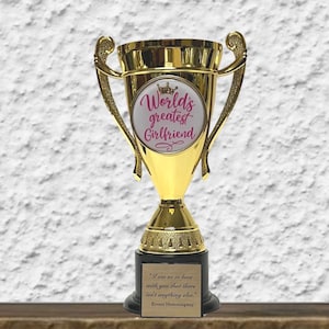 World’s Greatest Girlfriend Trophy – Personalized Gift, Cup Trophy, Valentine’s Day, World’s Best Girlfriend, Custom Trophy