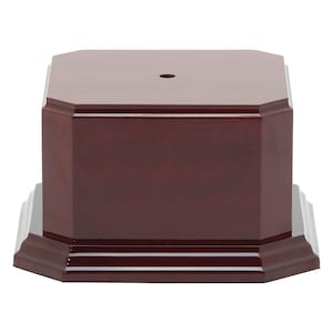High Gloss Rosewood Base Display 3 3/4&quot; H x 6 3/4&quot; W for Urn, Cup, Vase, Figurine, Artwork, Crystal, and More - Custom Engraved Head Plate
