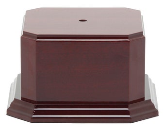 High Gloss Rosewood Base Display 3 3/4" H x 6 3/4" W for Urn, Cup, Vase, Figurine, Artwork, Crystal, and More - Custom Engraved Head Plate