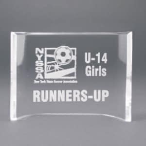 Crescent-Shaped Acrylic Award 6” X 4” ~  Customized Award - Employee, Sales, Corporate ~ Retirement and Executive Gift
