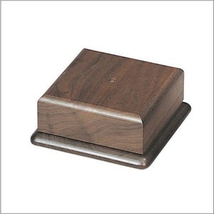 Solid Walnut Wood Base - 5 1/2&quot; x 2  1/2&quot; - Display for Urn, Art, Collectible, Award with Custom Engraved Head Plate