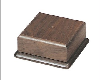 Solid Walnut Wood Base - 5 1/2" x 2  1/2" - Display for Urn, Art, Collectible, Award with Custom Engraved Head Plate