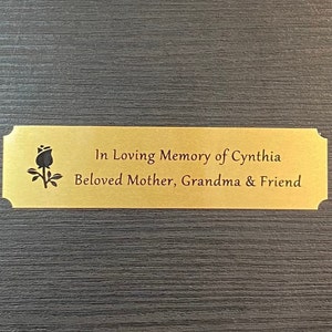 Custom Laser Engraved 4” x 1” Gold Metal Plate with Notched Corners, Personalized for Flag Box, Artwork, Pet Memorial, Urn, Gifts