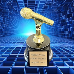 6” Microphone Trophy – Perfect for Karaoke, Stand-Up Comedy, Debate, Public Speaking - Customized Laser Engraved Plate