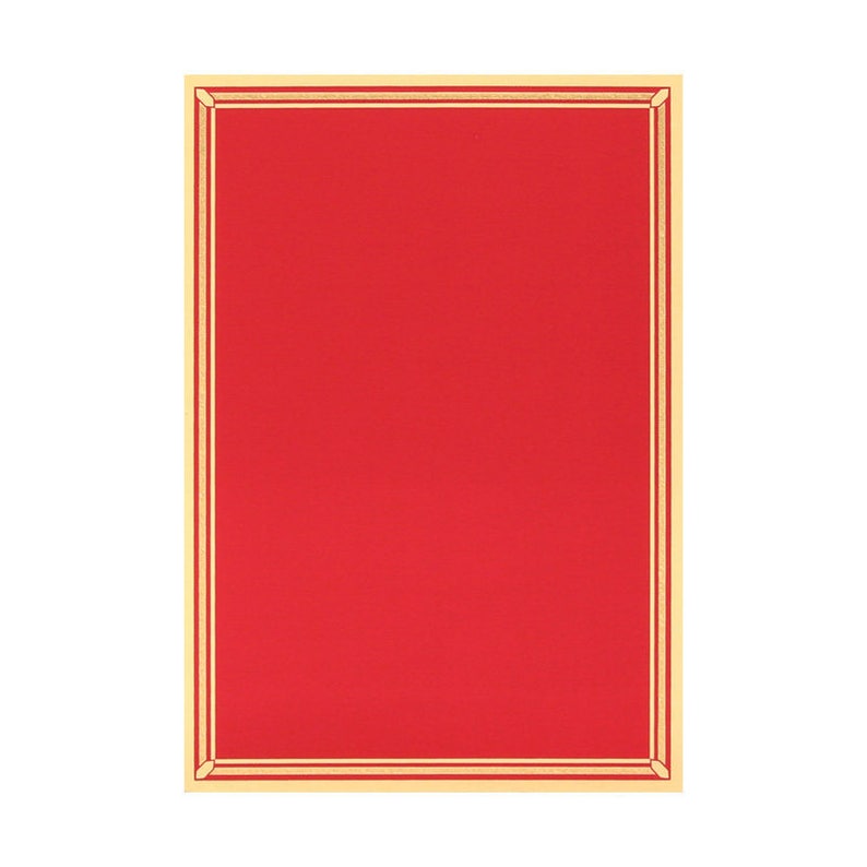 May include: A red card with a gold border. The card is blank.