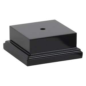 High Gloss Black Wood Base Display 2" H x 4 1/2" W for Urn, Cup, Vase, Perpetual Award, Artwork, Crystal, and More - Engraved Head Plate