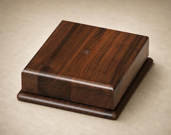 Solid Walnut Wood Base - 7 3/4" x 2  1/2" - Display for Urn, Art, Collectible, Award with Custom Engraved Head Plate