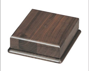 Solid Walnut Wood Base - 7 3/4" x 2  1/2" - Display for Urn, Art, Collectible, Award with Custom Engraved Head Plate