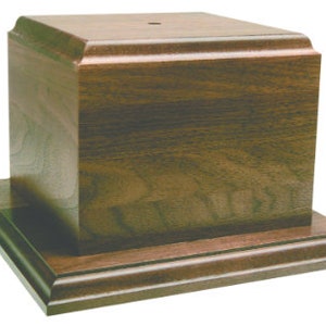 Genuine 5&quot; H x 7 1/2” W Solid Walnut Base for Vase, Artwork, Crystal, Collectible and More with Custom Engraved Head Plate