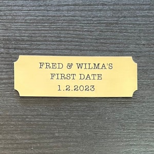 Laser Engraved 3&quot; x 1&quot; Gold Plate w/Notched Corners and Adhesive Backing – Customize for Awards, Title Plates, Memorials, Inventory Labels
