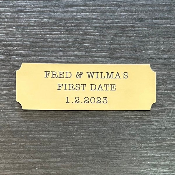 Laser Engraved 3" x 1" Gold Plate w/Notched Corners and Adhesive Backing – Customize for Awards, Title Plates, Memorials, Inventory Labels