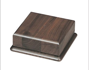 Solid Walnut Wood Base - 6 3/4" x 2  1/2" - Display for Urn, Art, Collectible, Award with Custom Engraved Head Plate