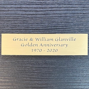 Laser Engraved 4&quot; x 1&quot; Gold Plate w/Square Corners and Adhesive Backing – Customized for Awards, Title Plates, Memorials, Inventory Labels