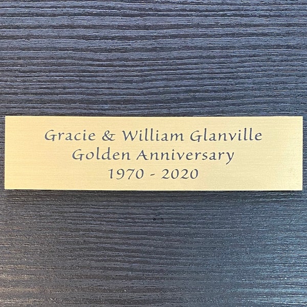 Laser Engraved 4" x 1" Gold Plate w/Square Corners and Adhesive Backing – Customized for Awards, Title Plates, Memorials, Inventory Labels