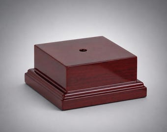 High Gloss Rosewood Base Display 2" H x 4 1/2" W for Urn, Cup, Vase, Perpetual Award, Artwork, Crystal, and More - Engraved Head Plate