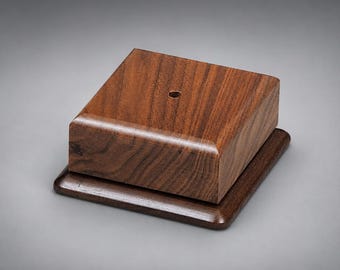 Solid Walnut Wood Base - 4 3/4" x 2  1/2" - Display for Urn, Art, Collectible, Award with Custom Engraved Head Plate