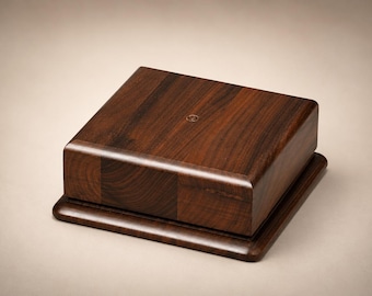 Solid Walnut Wood Base - 6 3/4" x 2  1/2" - Display for Urn, Art, Collectible, Award with Custom Engraved Head Plate