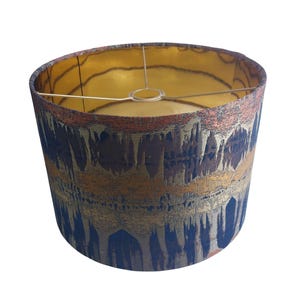 Blue & Copper Elements Lampshade: Metallic Gold Lined Pendant - Luxe Home Decor