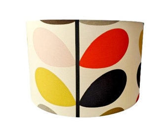 Multicoloured large stem lampshade in red, green and mustard