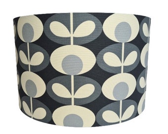 Oval flower lampshade in soft grey and charcoal