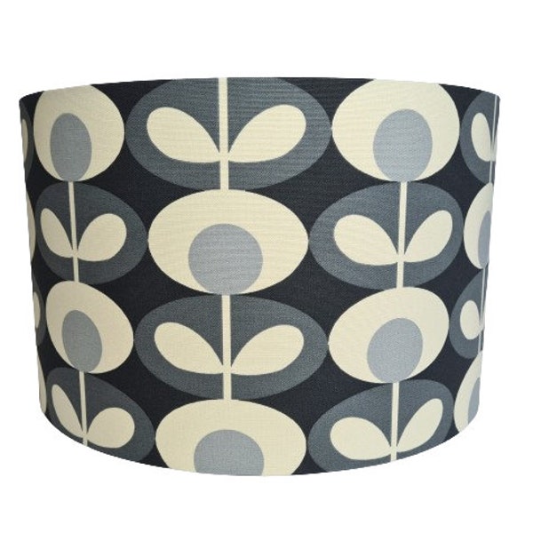 Oval flower lampshade in soft grey and charcoal